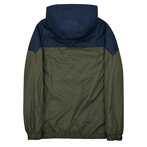 MADHERO Mens Windbreaker Jacket Lightweight 90s Retro Wind Breakers Navy Army Size S