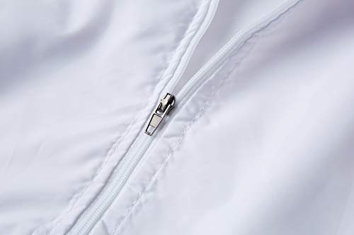 Spmor Women's Lightweight Waterproof Jacket Hooded Windbreaker Running Coat White L
