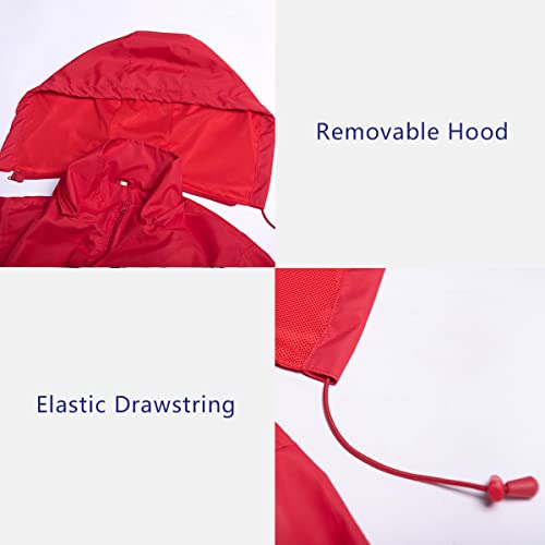MYJAJAYI Mens Lightweight Windbreaker Waterproof Rain Jacket Hooded Windbreaker Jacket with Zipper Closure Red S