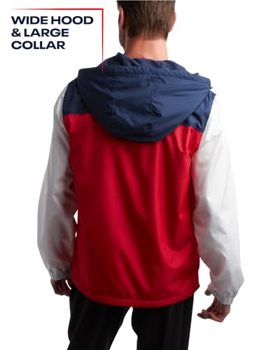 Reebok Men's Jacket - Lightweight Performance Windbreaker - Full Zip Weather Resistant Spring Coat (S-XL), Size Medium, NavyRedWhite