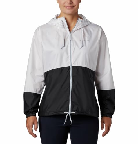 Columbia Women's Flash Forward Windbreaker, Water & Stain Resistant Outerwear, White/black, X-Large