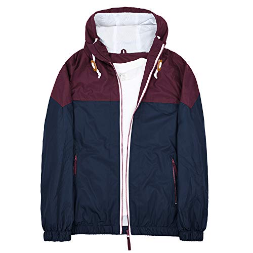 SUNDAY ROSE Men's Waterproof Jacket Breathable Windbreaker Hooded Windbreaker Windproof Rain Coat Shell for Outdoor Burgundy Blue size M