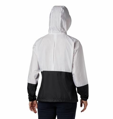 Columbia Women's Flash Forward Windbreaker, Water & Stain Resistant Outerwear, White/black, X-Large