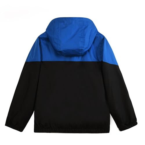 Mywu Blue Black Windbreaker Jacket Men with Mesh Lined for Hiking Travel Lightweight Men Rain Jacket Water Resistant Raincoat L…