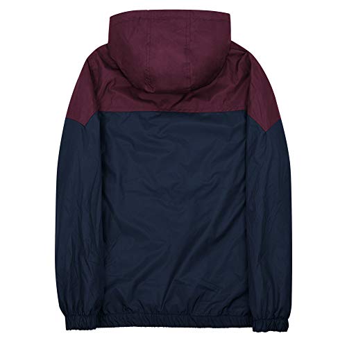 SUNDAY ROSE Men's Waterproof Jacket Breathable Windbreaker Hooded Windbreaker Windproof Rain Coat Shell for Outdoor Burgundy Blue size M
