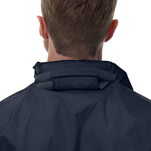 TIHEEN Mens Waterproof Windbreaker Rain Jacket Lightweight Hooded Raincoat Packable Lightweight Rain Coat(Navy,2XL)