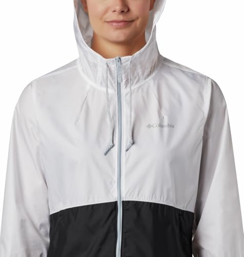 Columbia Women's Flash Forward Windbreaker, Water & Stain Resistant Outerwear, White/black, X-Large