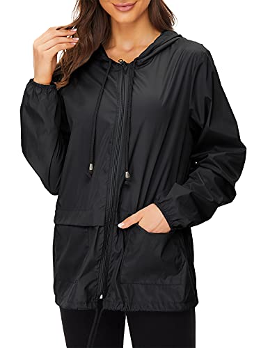 Century Star Lightweight Rain Jackets for Women Waterproof Windbreaker Jacket Women Packable Raincoat Rain Coats with Hood Black 3X-Large