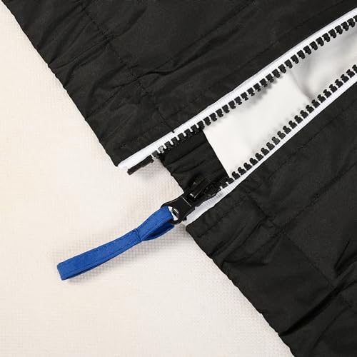 Mywu Blue Black Windbreaker Jacket Men with Mesh Lined for Hiking Travel Lightweight Men Rain Jacket Water Resistant Raincoat L…