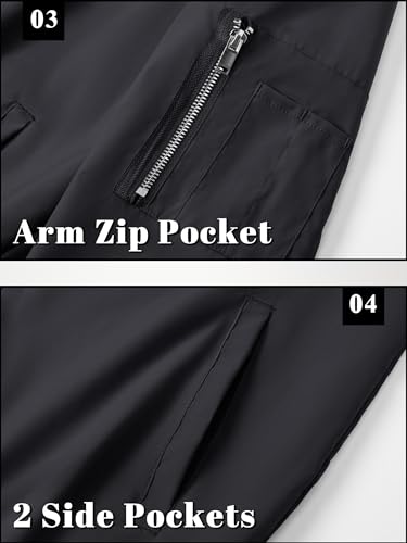 TACVASEN Mens Black Jacket Lightweight Men's Bomber Jackets Lightweight Windbreaker Spring Fall Men's Casual Jacket Outdoor Windbreaker