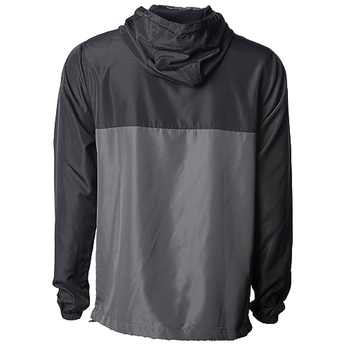 Global Men's Hooded Lightweight Windbreaker Rain Jacket Water Resistant Shell, Black/Graphite, XL