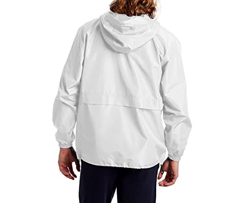Champion, Stadium Full-Zip, Wind, Water Resistant Jacket for Men, White Small Script