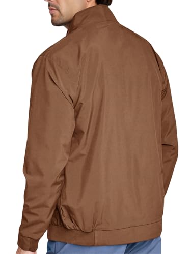 Runcati Men's Lightweight Full Zip Jackets Golf Stand Collar Bomber Jacket Casual Windbreaker Outwear