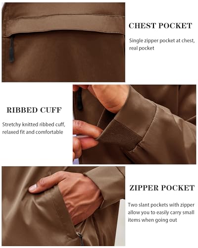 Runcati Men's Lightweight Full Zip Jackets Golf Stand Collar Bomber Jacket Casual Windbreaker Outwear