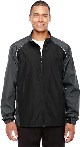 AFC Men's Lightweight Nylon Windbreaker Wind & Water Resistant Jacket (US, Alpha, Large, Regular, Regular, Black)