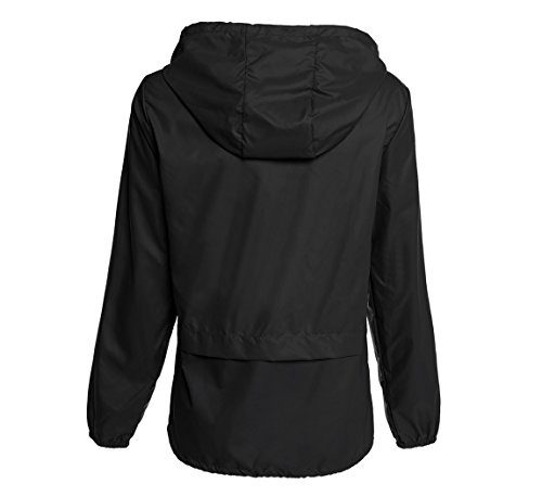 Hount Women's Lightweight Hooded Windbreaker Waterproof Windbreaker Jackets with Hood (Black, XXL)
