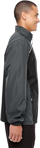 AFC Men's Lightweight Nylon Windbreaker Wind & Water Resistant Jacket (US, Alpha, Large, Regular, Regular, Black)