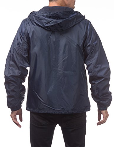 Pro Club Men's Fleece Lined Windbreaker Jacket, Large, Navy