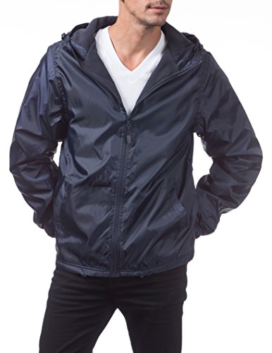 Pro Club Men's Fleece Lined Windbreaker Jacket, Large, Navy