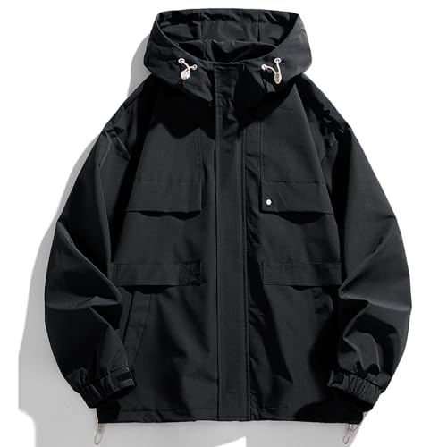 FoxQ Mens Jacket Casual Lightweight Hooded Windbreaker softshell Easy-Care Zip-Up Versatile Outdoor Comfort Activities Coat