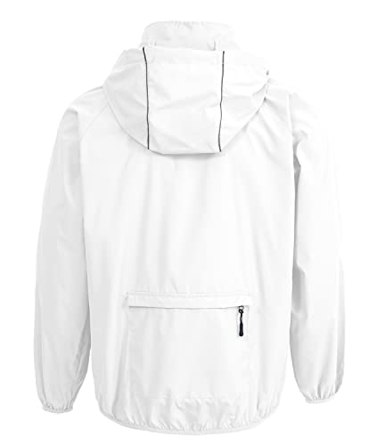 Spmor Men's Lightweight Waterproof Jacket Packable Windbreaker Running Coat White L