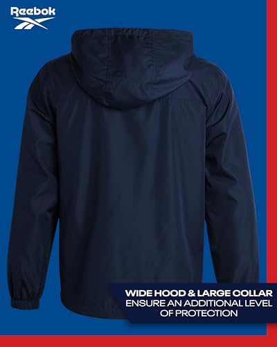 Reebok Men's Jacket - Full Zip Polar Fleece Lined Windbreaker Jacket - Weather Resistant Windbreaker Jackets for Men (S-XXL), Size Large, Vector Navy