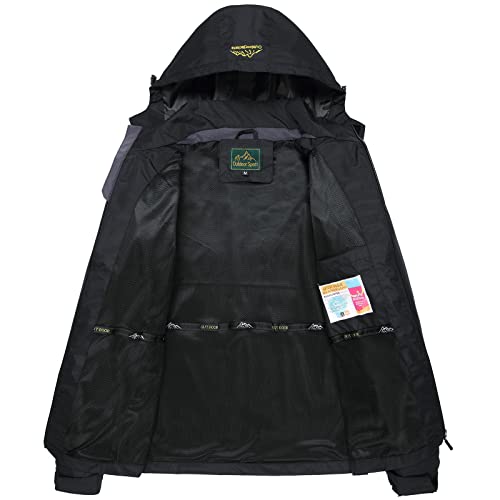 GIISAM Mens Rain Jacket Waterproof with Hood Lightweight Rain Coat Soft Shell Windbreaker Jackets for Men Hiking Travel Black
