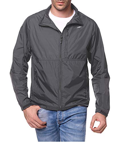 TRAILSIDE SUPPLY CO. Mens Windbreaker Jackets Lightweight Packable Jacket,Windproof and Dustproof Dark grey size X-Large