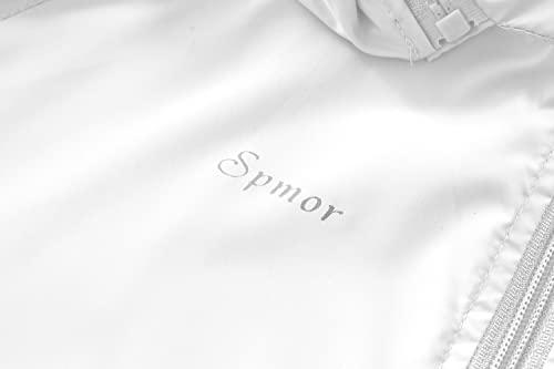 Spmor Men's Lightweight Waterproof Jacket Packable Windbreaker Running Coat White L
