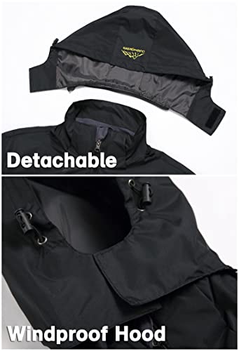 GIISAM Mens Rain Jacket Waterproof with Hood Lightweight Rain Coat Soft Shell Windbreaker Jackets for Men Hiking Travel Black