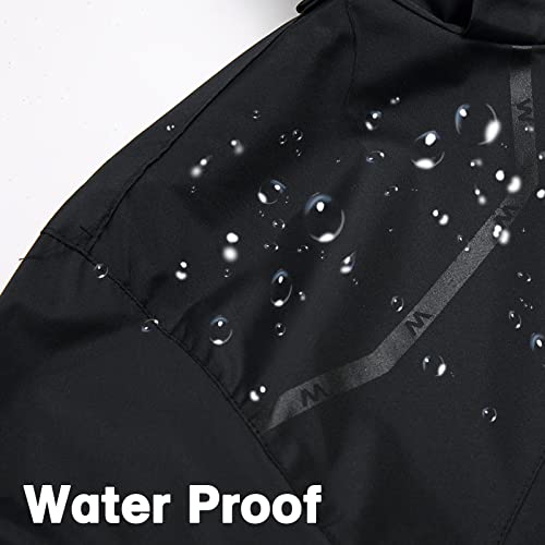 GIISAM Mens Rain Jacket Waterproof with Hood Lightweight Rain Coat Soft Shell Windbreaker Jackets for Men Hiking Travel Black