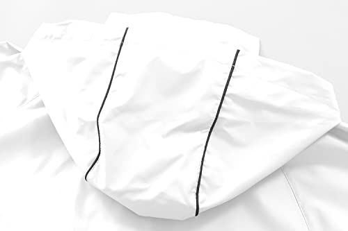 Spmor Men's Lightweight Waterproof Jacket Packable Windbreaker Running Coat White L