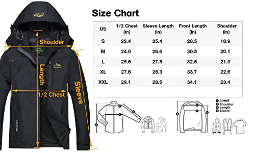 GIISAM Mens Rain Jacket Waterproof with Hood Lightweight Rain Coat Soft Shell Windbreaker Jackets for Men Hiking Travel Black