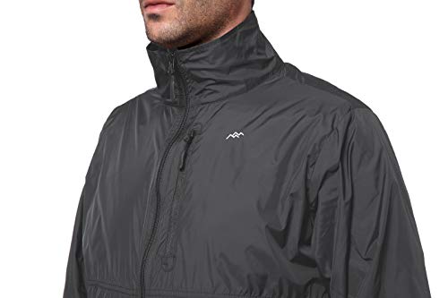 TRAILSIDE SUPPLY CO. Mens Windbreaker Jackets Lightweight Packable Jacket,Windproof and Dustproof Dark grey size X-Large