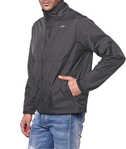 TRAILSIDE SUPPLY CO. Mens Windbreaker Jackets Lightweight Packable Jacket,Windproof and Dustproof Dark grey size X-Large