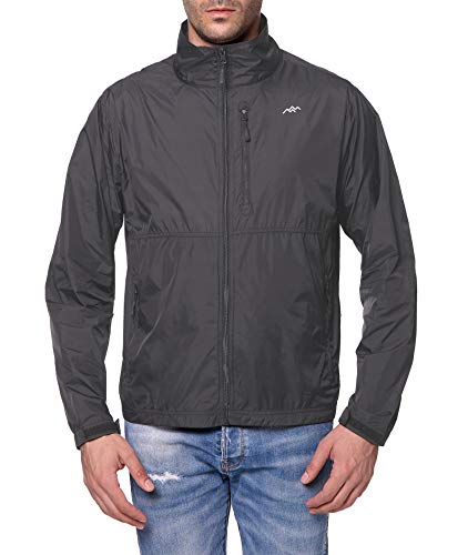 TRAILSIDE SUPPLY CO. Mens Windbreaker Jackets Lightweight Packable Jacket,Windproof and Dustproof Dark grey size X-Large