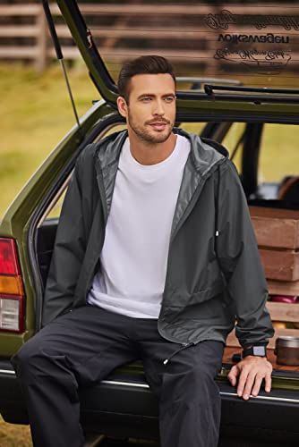 COOFANDY Mens Foldable Raincoat Waterproof Breathable Golf Rain Jackets for Men