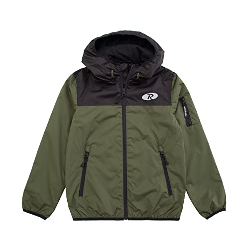 Rokka&Rolla Boys' Lightweight Water-Resistant Jersey-Lined Hooded Windbreaker Jacket