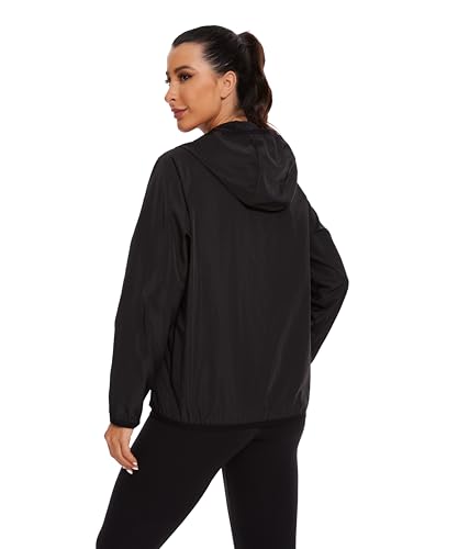 NINGMI Waterproof Raincoat with Hood Windbreaker Rain Jacket for Women Zipper Lightweight Hiking Outdoor
