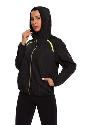 NINGMI Waterproof Raincoat with Hood Windbreaker Rain Jacket for Women Zipper Lightweight Hiking Outdoor