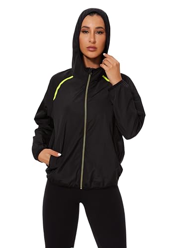 NINGMI Waterproof Raincoat with Hood Windbreaker Rain Jacket for Women Zipper Lightweight Hiking Outdoor