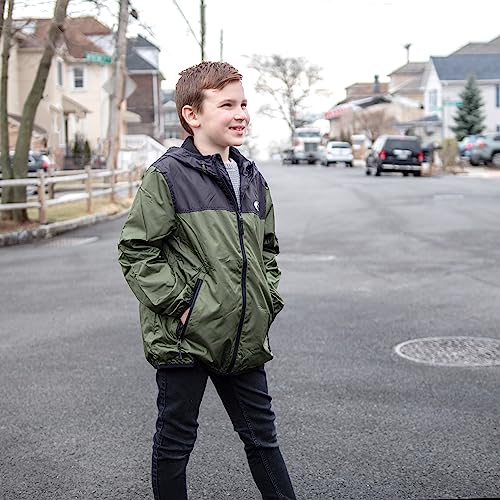 Rokka&Rolla Boys' Lightweight Water-Resistant Jersey-Lined Hooded Windbreaker Jacket