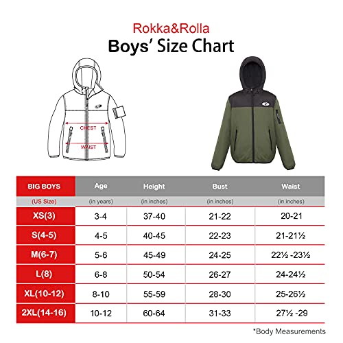 Rokka&Rolla Boys' Lightweight Water-Resistant Jersey-Lined Hooded Windbreaker Jacket