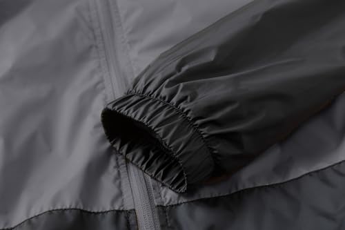 XiaoYouYu Men's Lightweight Windbreaker Jackets Outdoor Hooded Pocket Raincoat Jacket (Grey, X-Large)
