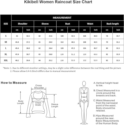 Kikibell Rain Jacket for Women Packable Rain Jacket for Travel Orange Rain Jacket Women Lined Raincoat windbreaker