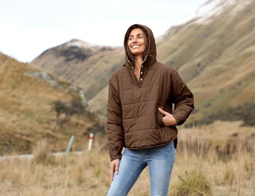 Bianstore Women's Oversized Puffer Jacket Lightweight Pullover Hoodies Winter Padded Coat Tops (Khaki-S)