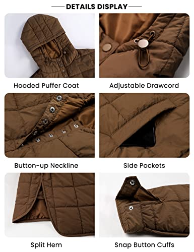 Bianstore Women's Oversized Puffer Jacket Lightweight Pullover Hoodies Winter Padded Coat Tops (Khaki-S)