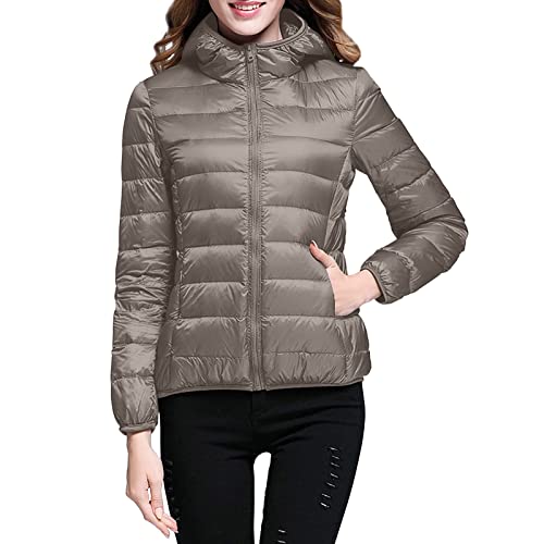 Winter Jacket Women Bubble Casual Fashion Zipper Lightweight Short Duck Down Coat Packable Puffer Jacket Women with Hood Waterproof Fashion Long Sleeve Lightweight Cute Short Duck Down Coat