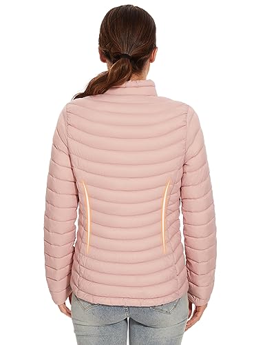 ROYAL MATRIX Women's Packable Puffer Jacket Lightweight Quilted Puffer Jacket Winter Warm Zip-up Jacket Puffy Jacket with Stand Collar (Pink, L)