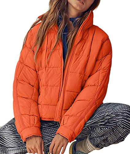 Aiopr Women's Oversized Lightweight Down Coat Long Sleeve Zip Packable Short Puffer Jackets
